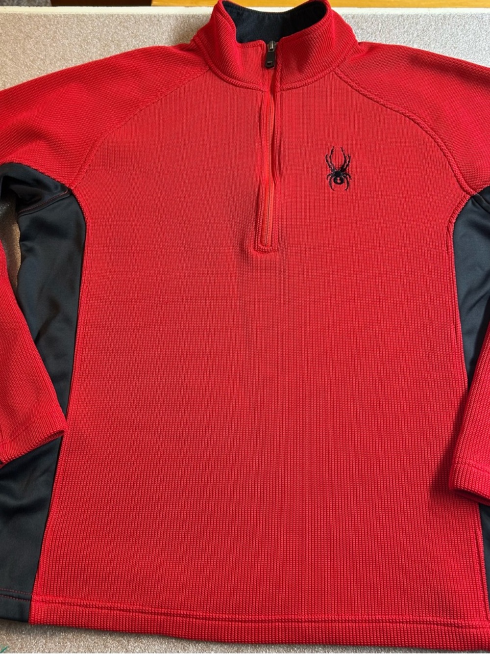 Spyder Red and Black Quarter-Zip Performance Sweater